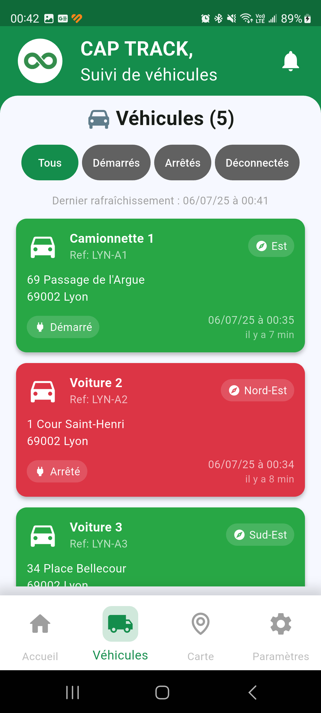 CAP TRACK screen 1